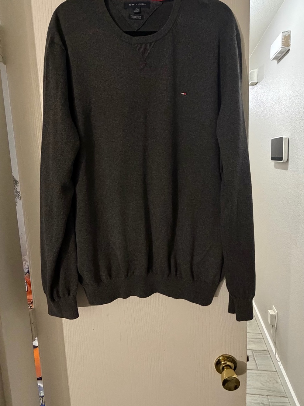 Tommy Hilfiger Men’s Dark Gray Crewneck Sweater with Logo